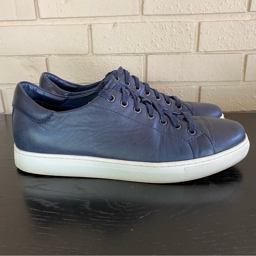 TRASK Mens Sheepskin Leather Sneakers Shoes Navy Modern Minimalist Comfort 10.5 - Picture 3 of 8